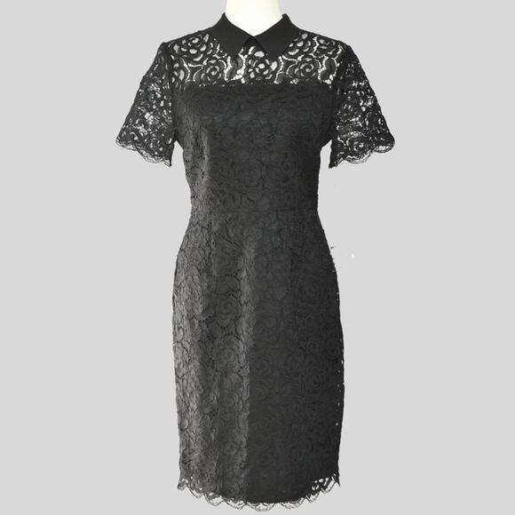 KARL LAGERFELD Lace Dress With Collar Black Size 6 - Picture 1 of 9